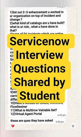 Servicenow Recent Interview Questions Shared by Student