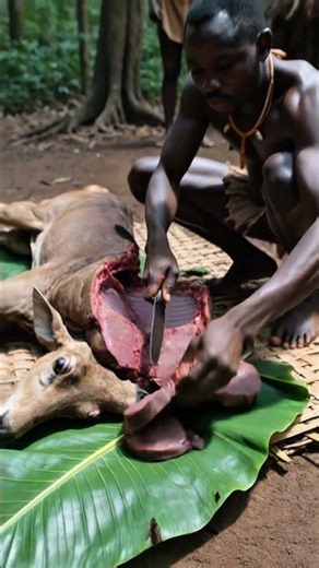 Mbuti Tribe Cooking Giant Forest Deer! 🦌🔥