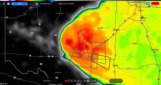 Take a look at this Clean-LWIR satellite loop of these destructive thunderstorms in Oklahoma this afternoon! The darker red and black colors toward the end of the loop show that these cloud tops are cooling significantly. | RadarOmega | Facebook