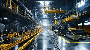 A dynamic production floor with a mix of traditional and automated machinery, showcasing industrial growth