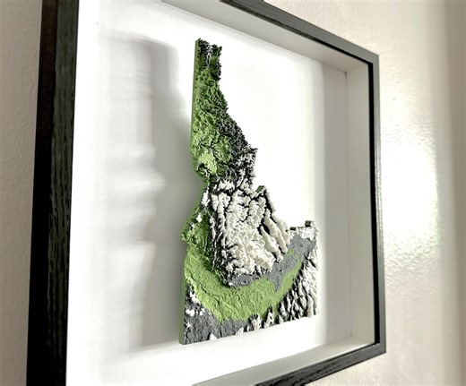 Idaho 3D Printed Topographic State Map – Raised Relief Wall Art, Unique Home & Office Decor, Dorm Room Accent, Geography Gift - Etsy