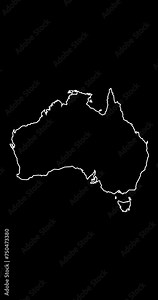 Australia map outline animation vertical video