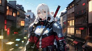 In the anime realm, emerges a female ninja who is both formidable in her extraordinary abilities and captivating in her grace. Seamless looping time-lapse animation video background Generated AI Stock Video