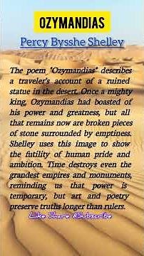 Ozymandias by P. B. Shelley | Easy Explanation for Students