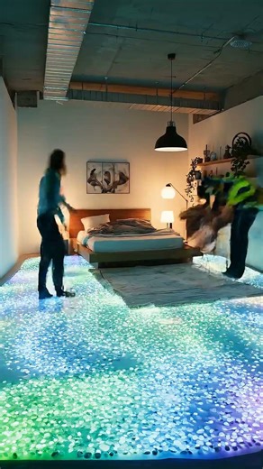 Studio Apartment With a Glowing Stone Floor