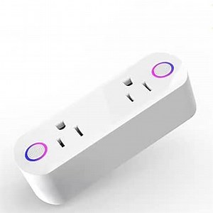 Smart Plug Two Socket with Power Energy Monitoring 16A WiFi Outlet Tuya APP Alexa and Google Home Compatible Wireless Remote Control 2.4GHz Wi Fi Timer White