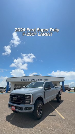 New 2024 Ford Super Duty F-250® LARIAT in the stunning Glacier Gray Metallic Tri-Coat exterior on the lot at #BertOgdenFord 🩶🔥 Come check it out at our location in Lyford and enjoy No Payments for 90 Days, only at Bert Ogden and Fiesta Dealers 😎⛽️ #DaleGas #VackarStadium #FordSuperDuty #carasmr | Bert Ogden Rio Grande Valley