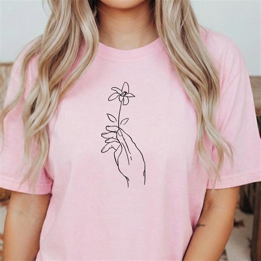 Minimalist Hand Flower Line Art PNG, Delicate Floral Sublimation, Elegant Hand Drawing, Modern Botanical Aesthetic, Digital Download, - Etsy