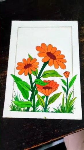 Drawing Flowers using Brush Pen | Painting | Art Process #shorts #art #painting #howto