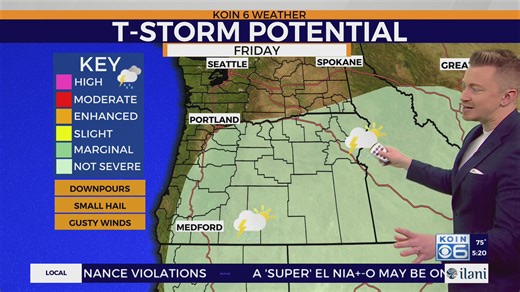 Thunderstorm chances increase around Portland Friday