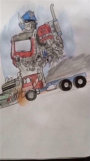 🔥 Optimus Prime Truck Transformation Drawing 🤖🚛 #Shorts #Transformers #Art