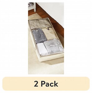 (2 pack) Mainstays Canvas Clear Under the Bed Zippered Closet Storage Organizer for Clothes