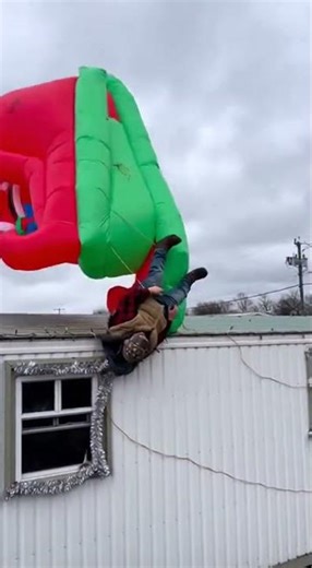 HE FLOATED AWAY! 😱 Hillbilly Christmas Inflatable Fail (Caught on Camera)