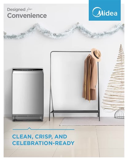 Midea Philippines on Instagram: "Nonstop holiday celebrations? Keep your outfits fresh effortlessly with the Midea 9kg Luna Inverter Fully Automatic Top Load Washer. Learn more about Midea laundry care solutions by visiting: www.midea.com/ph/laundry #MideaPH #MideaDiscoverHappiness #MakeYourselfAtHome"