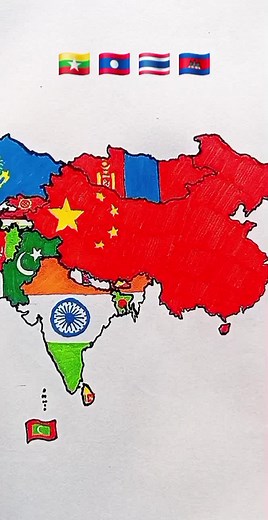 Create a Flag Map of Myanmar, Thailand, Cambodia, and Laos