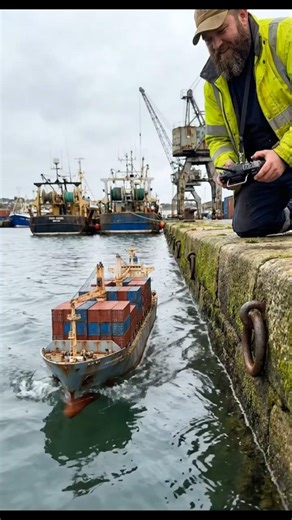 This Looks Too Real 😳 Remote Control Container Ship Docking Maneuver #rcboat #modelhobby#satisfying