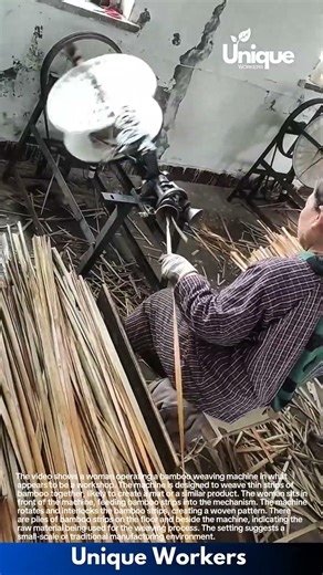 Bamboo Weaving Machine: A Woman Operating a Bamboo Weaving Machine
