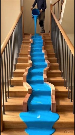 “They Turned the Stairs Into a Flowing River 😱🌊”#shorts #epoxystairs #aitransformation #beforeafter
