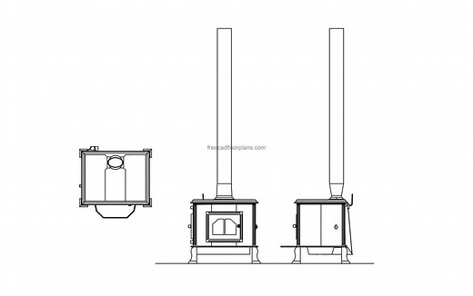 Wood Burning Stove - Free CAD Drawings