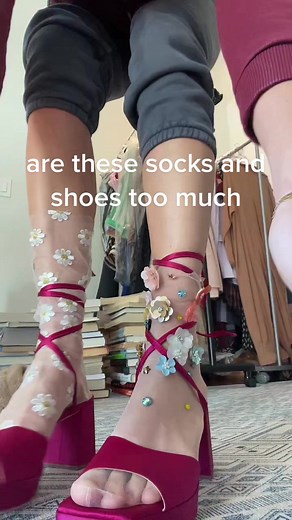 DO I DO IT?! I would be 6’5” in these heels but also 5 years old with the socks?!