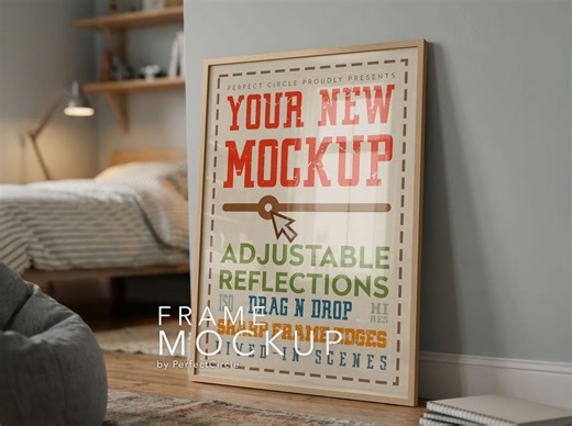 Vertical ISO Frame Mockup With Glass Reflection PSD for Bedroom Art - Etsy