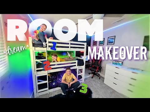 3 brothers SHARED bedroom *EXTREME* makeover (w/ triple bunk)