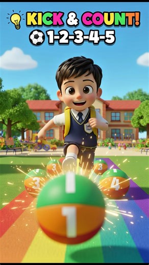 Can Your Kid Count to 5? ⚽ Let’s Kick & Learn! #shorts #cartoon #kidslearning#cartoon #counting#kids