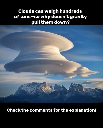 Clouds can weigh hundreds of tons—so why doesn’t gravity pull them down?Watch to learn more!#shorts