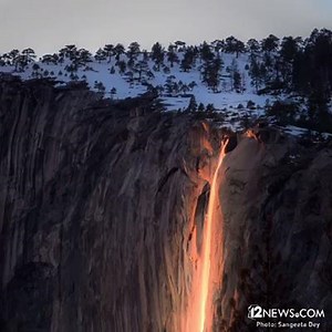 BREATHTAKING: Every February at Yosemite National Park, the sun hits the Horsetail Fall at the right angle to create a lava flow illusion in the water flowing off the side of the cliff. MORE: http://12ne.ws/2kK2h1A | 12News