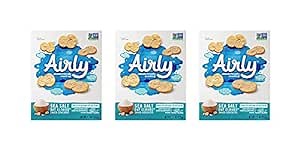 Airly Baked Snack Crackers, Eco-Friendly Oat Clouds Packed with Flavor, Non-GMO, Climate Positive & Grown Sustainably on Zero CO2 Emission Farms, Sea Salt, 7.5oz (Pack of 3)