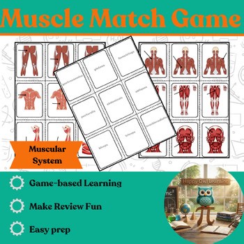 Muscle Match Card Game: Game-based Review Activity Science Anatomy Body Biology