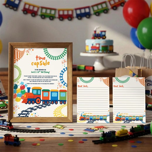 Train Birthday Time Capsule, Editable Sign & Notes, Chugga Chugga Two Two Party, S2 - Etsy