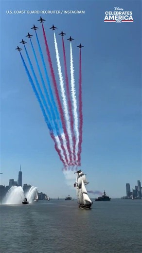 Military jets fill sky with red, white and blue over Hudson River
