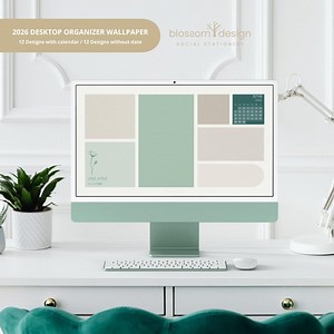2026 Desktop Organizer Wallpaper for Business, Weekly Schedule Planner, Monthly Calendar, Folder Icon, Digital Sticky Notes, Mac & Windows - Etsy Canada