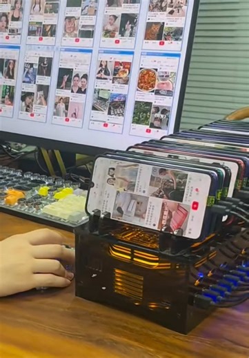 phone farm Chassis Easily control your phone on computer integrated farm click group control solution phone farm phone holder hub #phonefarm #boxphonefarm #phonefarming #phoneholder #fyp