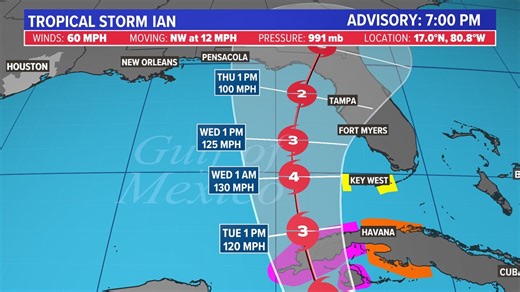 Tropical Storm Ian update: Forecast track moves east again with hurricane status expected by Monday