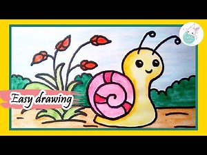 how to draw a cute snail drawing tutorial for beginners