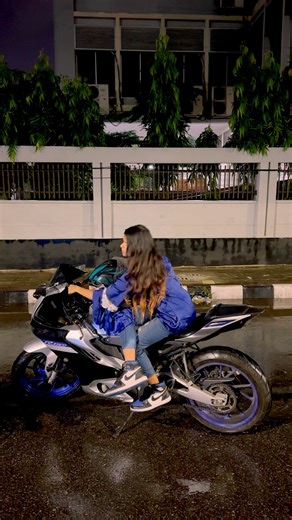 Raining tonight🩵 #ladybiker #lady-biker #R15M #R15 #V3 #V4 #Yamaha #Bikes #Bikers #Bangladesh #India #female #women #tour #Bandanban #babyr6 | Baby R6