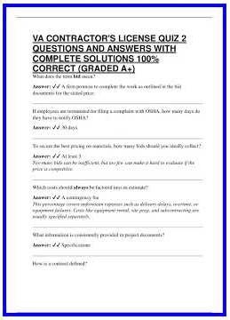 VA CONTRACTORS LICENSE QUIZ 2 QUESTIONS AND ANSWERS WITH COMPLETE SOLUTIONS 100 CORRECT GRADED A 636