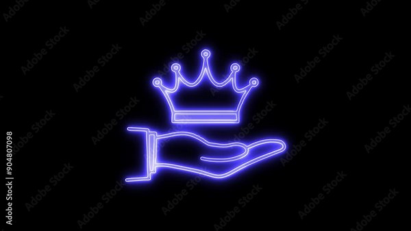 VIP Services Neon Icon 4K Animated Linear Symbol Icon Video Background on Black Screen