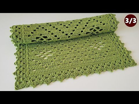 Rectangular filet crochet rug - Video lesson and chart 3/3