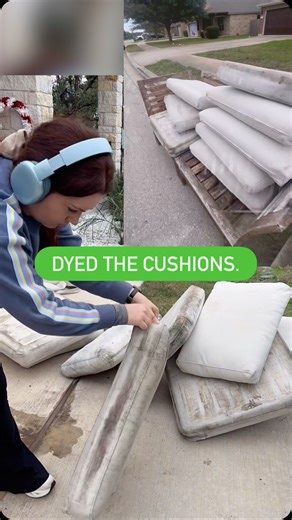 Dyed the trashed patio cushions… Peacock Green! 🦚 Thank y’all for chiming in and voting! This has been fun doing this with y’all and hopefully we will get some great results from this and help make that patio set worth x3 more with the new cushions! :)))) . #furnitureflip #trashfinds #upcycle #project #design #estatesale | Typsy Flypsy