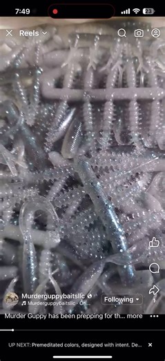 Murder Guppy baits pulling off some amazing colors and glow, give him a message on FB or instagram with your order today. #ohio #walleye #icefishing #baitmakersoftiktok #softplastics