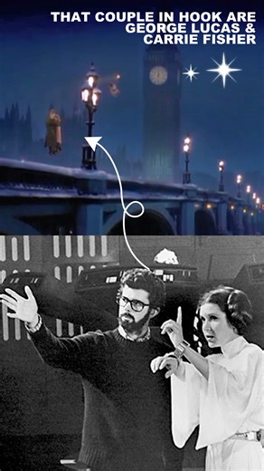 George Lucas and Carrie Fisher played the couple hit by pixie dust in Hook (1991). #hook #hook1991 #stevenspeilberg #georgelucas #carriefisher | Nostalgic Nebula
