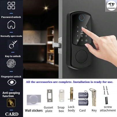 Fingerprint Smart Door Lock - Keyless Entry Door Lock Latch - 99 Biometric Fingerprint & 99 User Passwords, Multi-Function Unlocking (Password/Fingerprint/IC Card/Key), One-Key Auto Lock, Easy Installation Intelligent Electronic Fingerprint Door Lock | SHEIN