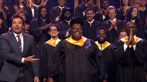 Jimmy announces the Tonight Show's $1 million donation to JJ Watt's hurricane relief fund, and welcomes Victoria White, Marquist Taylor and their Houston gospel choir to sing a moving rendition of "Lean on Me." | The Tonight Show Starring Jimmy Fallon