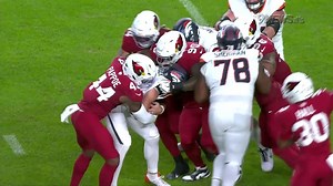 Flock of Cardinals surround Sam Ehlinger on third-down sack