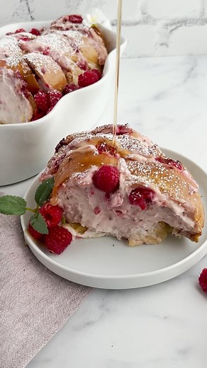 Alia & Radwa Elkaffas on Instagram: "Raspberry Cheesecake Challah French Toast. This French toast is perfect for Mother’s Day! We use challah bread and slice it - hassle-back style! You guys, mom is going to LOVE this! It’s up there with one of our favorite French toast recipes! Garnish with extra fresh raspberries and some maple syrup! Mom will thank you for this one! 🥰 8 ounces cream cheese, room temperature 2 tbsp lemon juice Lemon zest to taste 2 tbsp raspberry preserves 1/3 cup powdered su