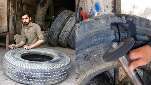 Watch How Truck Tyres Are Repaired by Hand