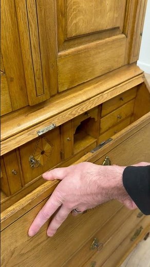 Swedish Antique 1750s Oak & Inlay Secretary Desk & Bookcase #harpgallery #antiques #lock